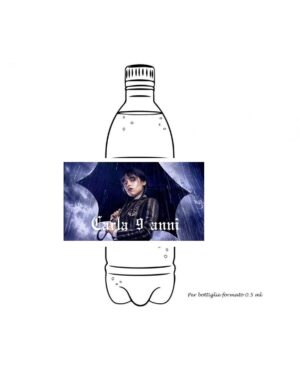 12 Etichette adesive per acqua  MERCOLEDI' WEDNESDAY ADDAMS Personalizzabili