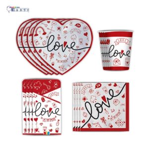 KIT 12 OSPITI COORDINATO TAVOLA LOVE SAN VALENTINO CON PORTAPOSATE