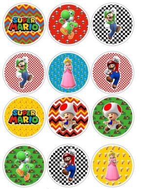 CIALDA SU ZUCCHERO 12 IMPRONTE MARIO BROS PER BISCOTTI CUPCAKES