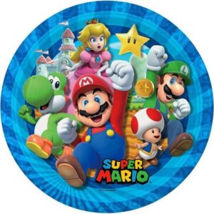 CIALDA PER TORTA  SU ZUCCHERO MARIO BROS ROTONDA