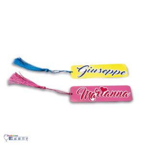 10 SEGNALIBRI IN LEGNO COLORATO CON NOME PERSONALIZZATO GADGET DI FINE FESTA