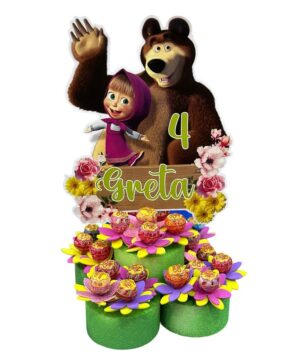 BASE MASHA E ORSO CHUPA CHUPS FIORE PERSONALIZZATO