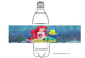 Ariel la Sirenetta  Etichette adesive per acqua  Personalizzabili pz 12