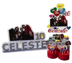 NEW KIT CHUPA CHUPS MANESKIN  CON BASE E TOPPER PERSONALIZZATO E SAGOMA IN POLISTIROLO CON NOME E NUMERO