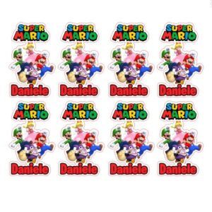 12 Adesivi Sagomati Mario Bros Personalizzabili