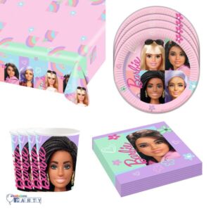 kit 16 Ospiti Coordinato tavola Barbie Sweet Life con tovaglia a tema