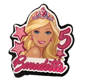 Cake topper Barbie su Fondo Glitter Personalizzato