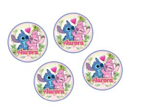 Lilo & Stitch  Bollini Adesivi Personalizzabili 40 pz