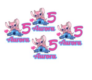 12 Adesivi Sagomati Stitch Personalizzati
