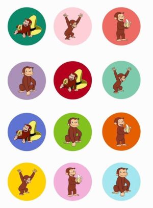 Impronte per biscotti su zucchero per cupcakes vestibiscotto Curioso come George pz 12