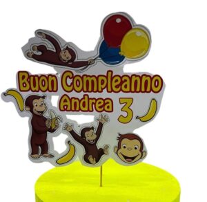Cake topper in cartoncino Curioso come George personalizzabile