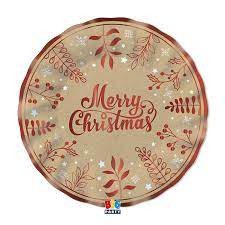 KIT 6 ospiti Natale kraft  Christmas (6piatti piani -6 piatti dolce-6 bicchieri- 16 tovaglioli- 6 sottopiatti)