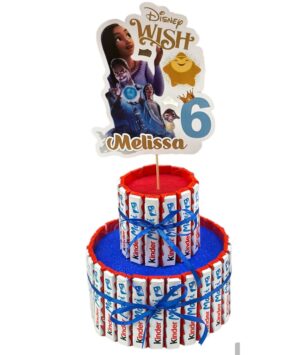 Torta di barrette Kinder  con topper personalizzato tema Wish pz 42