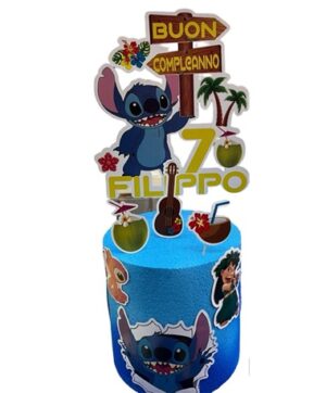 Torta scenografica Stitch personalizzata con nome ed età in polistirolo