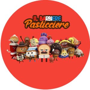 Cialda per torte su Zucchero Barbiere Pasticciere Rotonda Personalizzabile