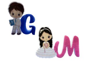 Sagoma  Prima Comunione con iniziali in polistireno colorato modello a scelta