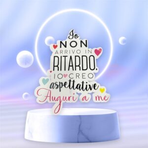 Cake topper in cartoncino  sagomato con Frase modello a scelta