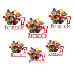 12 Adesivi Sagomati Alvin Personalizzabili