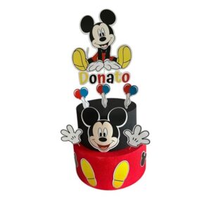 Torta Scenografica 2 piani con Cake topper personalizzato Tema Topolino