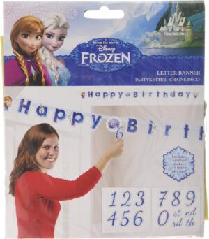 FESTONE PERSONALIZZABILE FROZEN CON ADESIVI HAPPY BIRTHDAY