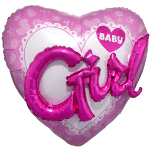 Pallone  Mylar  Cuore Baby Girl 3d cm 91* 91