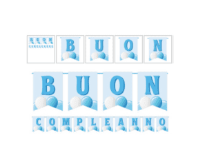 FESTONE BUON COMPLEANNO AZZURRO - BANIERINE IN CARTA 5mt
