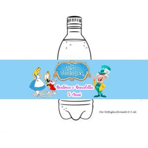 Alice nel paese delle meraviglie Personalizzabili Etichette Acqua pz 12