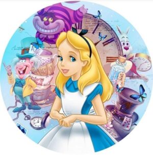 Cialda per torte su Zucchero Alice Nel paese delle Meraviglie Personalizzabile