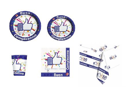 Kit 20 Ospiti coordinato tavola Face Party con Tovaglia 18