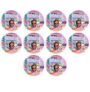 Gabby Dollhouse La Casa delle Bambole di Gabby  Bollini Adesi Personalizzabili pz 40