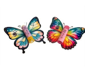 Kit 10 pz Lip Stick personalizzato Con Farfalle multicolor in cartoncino