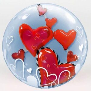 PALLONE BUBBLES QUALATEX CUORI SAN VALENTINO