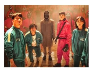 Cialda per torte su Zucchero Squid Game Rettangolare Personalizzabile