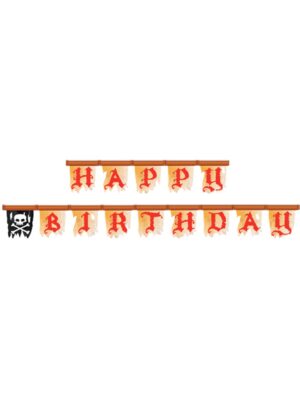 GHIRLANDA FESTONE HAPPY BIRTHDAY PIRATI DECORAZIONE FESTA PARTY BAMBINO