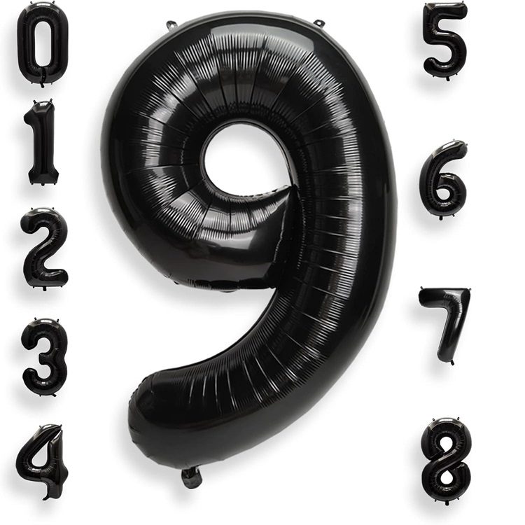 PALLONE IN MYLAR H CM 102 NERO  disponibile da 0 a 9