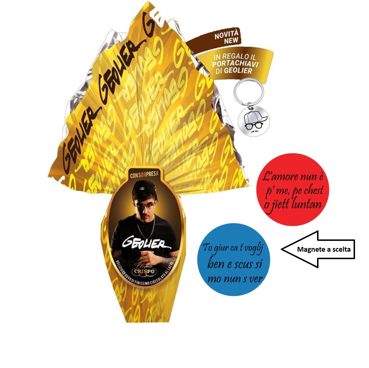 Uovo di pasqua Geolier 220 grammi finissimo cioccolato al latte