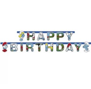 Festone Ghirlanda Happy Birthday Puffi The Smurfs