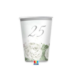 6 Bicchieri 200 cc 25 Anni di Matrimonio Eucalipto