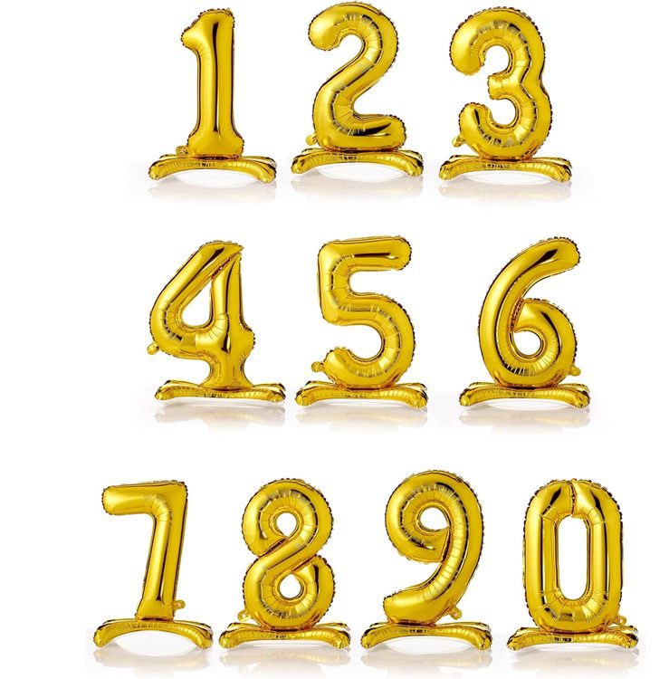 Palloncino Mylar Oro autoportante 70 cm  disponibile dallo 0 al 9