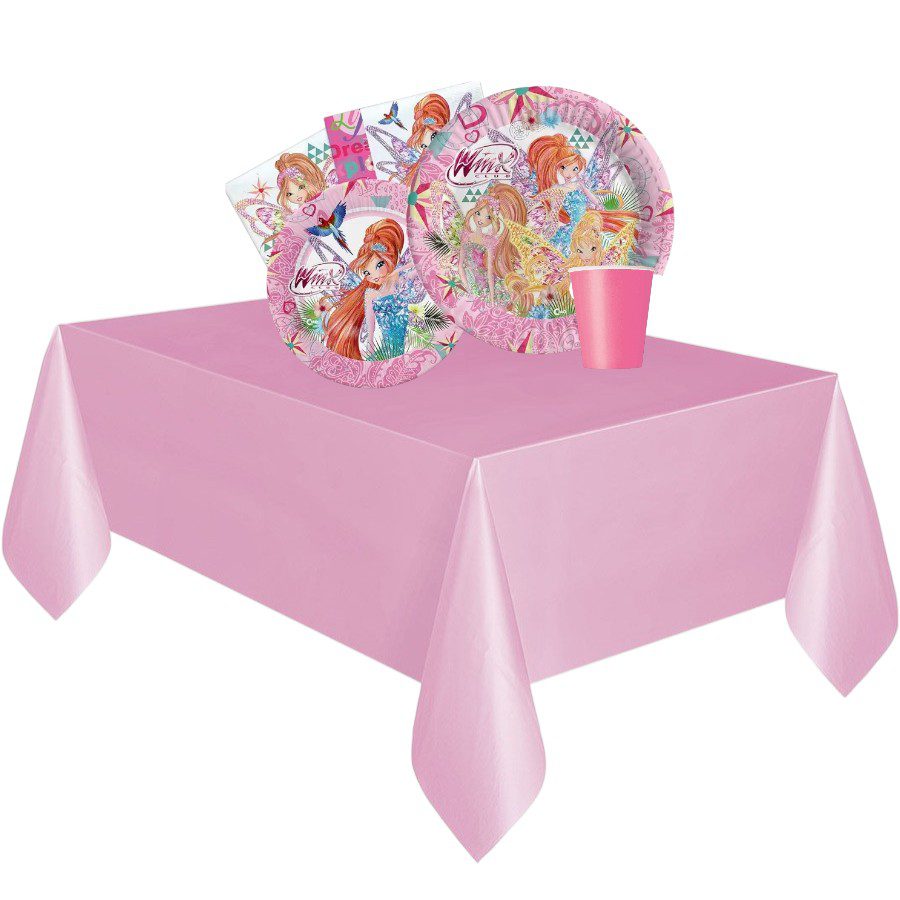 Winx Kit 16 Ospiti Coordinato TAVOLA con tovaglia