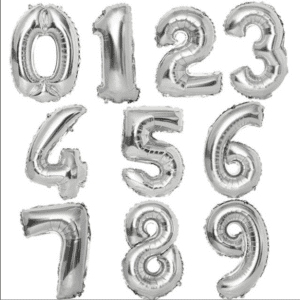 Pallone Foil Numero 36 cm Argento disponibile dallo 0 al 9