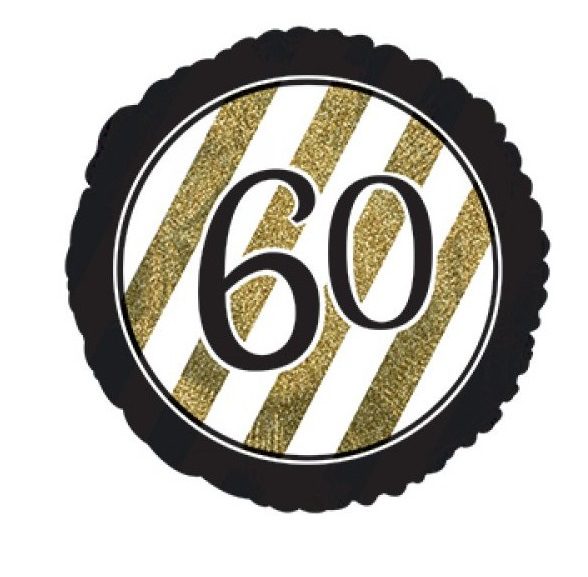 Pallone foil 60 anni Oro e Nero