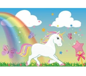 Cialda per torte su zucchero rettangolare  Unicorno Personalizzabile