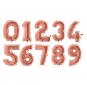 Pallone Foil Numero 36 cm Rosa Gold disponibile dallo 0 al 9