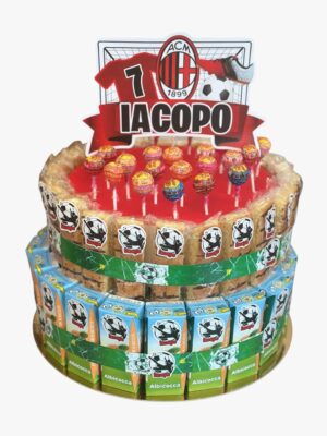 TORTA DI MERENDINE CON TOPPER PERSONALIZZATO MILAN CALCIO