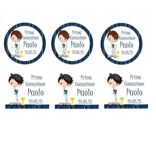 30 Tag Bomboniere Comunione Maschietto Personalizzabili Modello a scelta