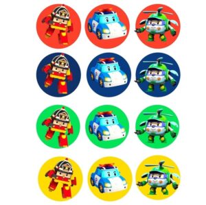 Cialda su Zucchero RoboCar Poli 12 impronte per biscotti cupcakes