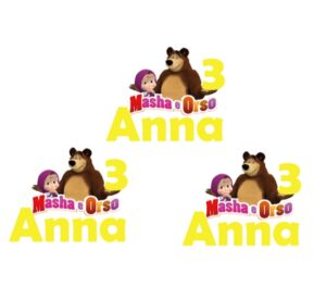 Masha e Orso Adesivi Personalizzabili pz12