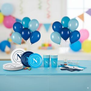 Napoli Nuovo Coordinato Tavola 12 ospiti con tovaglia  e palloncini