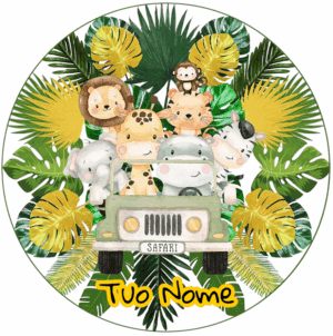 Safari Cialda su Zucchero Rotonda Personalizzabile